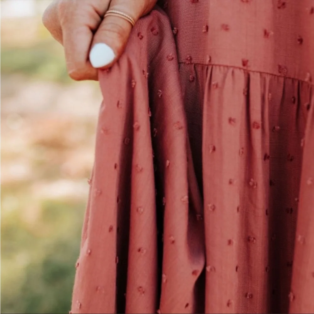 Pink Desert Tiered Boho Maxi Dress Rust